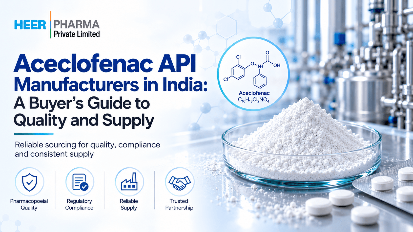 Aceclofenac API Manufacturers in India: A Buyer's Guide to Quality and Supply - Heer Pharma Aceclofenac API Manufacturers in India: A Buyer's Guide to Quality and Supply - Heer Pharma